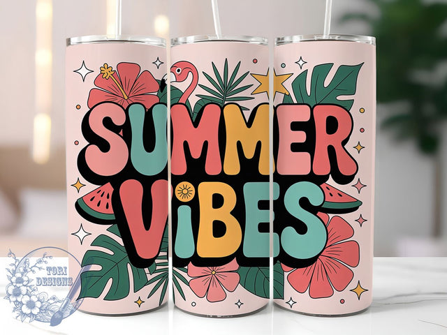 Playful Summer Vibes 20oz Tumbler, Vibrant Summer Wrap, Playful Summer PNG, 20oz Skinny Tumbler, Summer Sublimation, Colorful Beach Art, Tropical Vacation Graphic, Fun Summer Design Sublimation ToriDesigns 