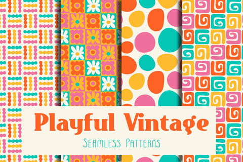 Playful Vintage Seamless Patterns Digital Pattern Rin Green 