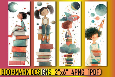 Playful Watercolor Bookmarks Featuring Kids Sublimation afrosvg 