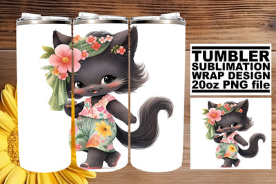Playful Watercolor Cat Design Tumbler Wrap Sublimation Collection Sublimation afrosvg 