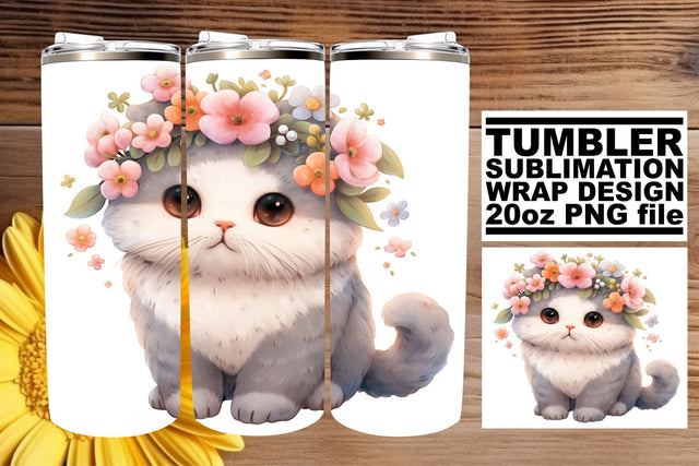 Playful Watercolor Cat Tumbler Wrap Sublimation afrosvg 