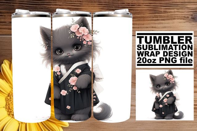 Playful Watercolor Feline Tumbler Wrap Sublimation Collection Sublimation afrosvg 