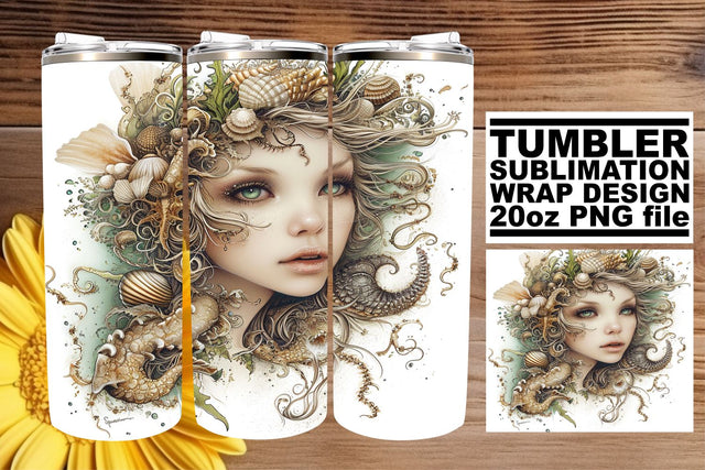 Playful Watercolor Mermaid Tumbler Art Bundle Sublimation afrosvg 