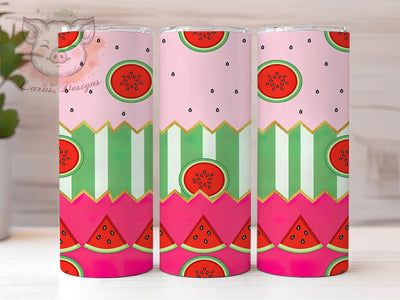 Playful Watermelon Art 20oz Tumbler, Playful Fruit, Bold Graphic, Stylized Illustration, Tropical Vibes, Skinny Tumbler, Sublimation PNG Sublimation Lara' s Designs 