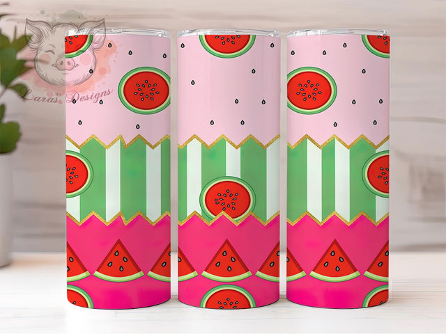Playful Watermelon Art 20oz Tumbler, Playful Fruit, Bold Graphic, Stylized Illustration, Tropical Vibes, Skinny Tumbler, Sublimation PNG Sublimation Lara' s Designs 