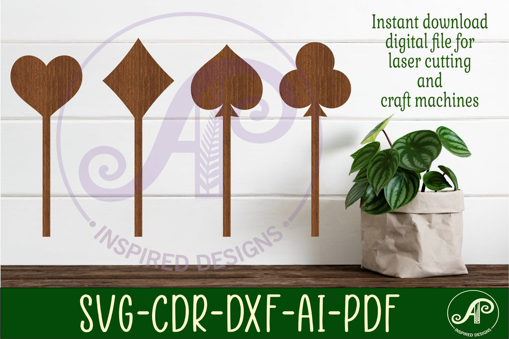 Playing card cupcake toppers, 4 designs SVG laser cut - So Fontsy