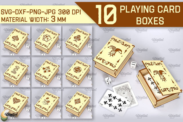 Playing Card Holder SVG Bundle. Box for Poker Cards Laser Cut SVG Evgenyia Guschina 