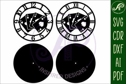Playing card wall clock laser cut files, SVG file. vector SVG APInspireddesigns 