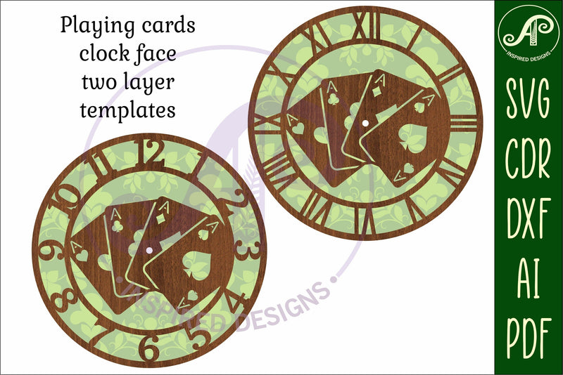 Playing card wall clock laser cut files, SVG file. vector - So Fontsy