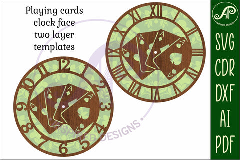 Playing card wall clock laser cut files, SVG file. vector SVG APInspireddesigns 
