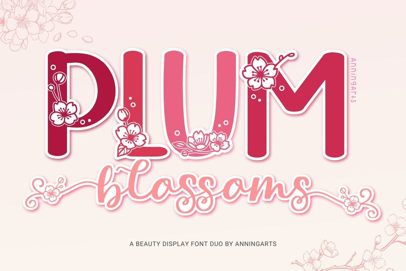 Plum Blossoms Font Duo Font AnningArts Design 