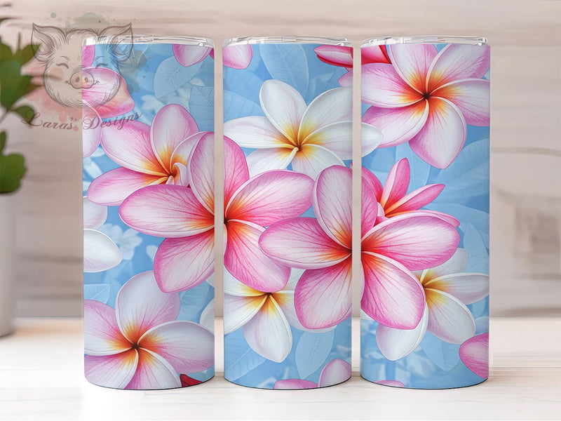 Plumeria 3D Floral 20oz Hawaiian Tumbler, Plumeria Tumbler, 3D Floral Design, Tropical Wrap, 20oz Sublimation, Hawaiian Decor, Flower Gift, Summer Art Sublimation Lara' s Designs 