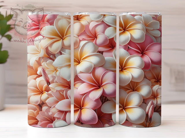 Plumeria Hawaiian Floral Tumbler Wrap, Hawaiian Floral, Seamless Tumbler Wrap, 20oz Tumbler Design, Tropical Flowers, Sublimation Wrap, Island Vibes Tumbler Sublimation Lara' s Designs 