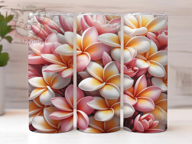 Plumeria Hawaiian Floral Tumbler Wrap, Hawaiian Floral, Seamless Tumbler Wrap, 20oz Tumbler Design, Tropical Flowers, Sublimation Wrap, Island Vibes Tumbler Sublimation Lara' s Designs 