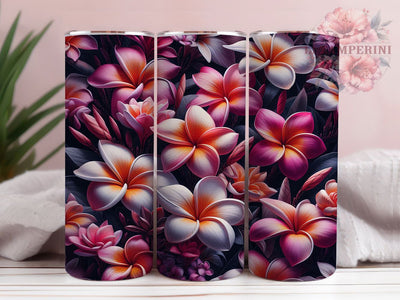 Plumeria Tropical 20oz Hawaiian Tumbler Wrap, Hawaiian Floral Tumbler, Frangipani Sublimation, Seamless Floral Design, Summer Blossom Tumbler, Exotic Flower Wrap Sublimation Li Zamperini 