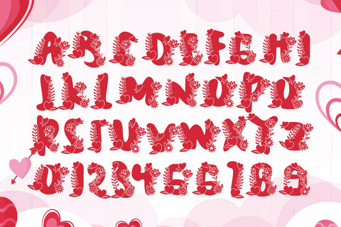 Plump Love Monogram - A Love and Floral Valentine Font Font Mozzatype 