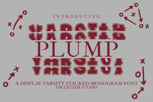 Plump Varsity Stacked Monogram Font Font Dm Letter Studio 