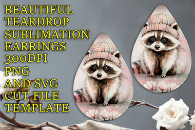 PNG, High-quality sublimation design for teardrop earrings, Animals Sublimation HoodArtCraft 