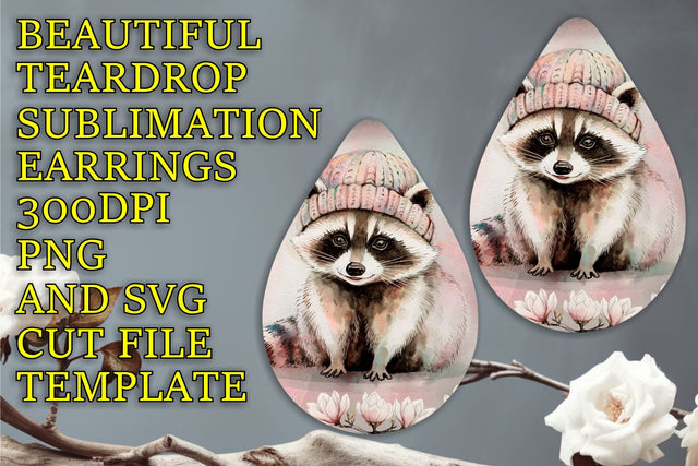 PNG, High-quality sublimation design for teardrop earrings, Animals Sublimation HoodArtCraft 