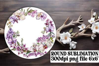 PNG Round Design with Spring Floral Sublimation afrosvg 