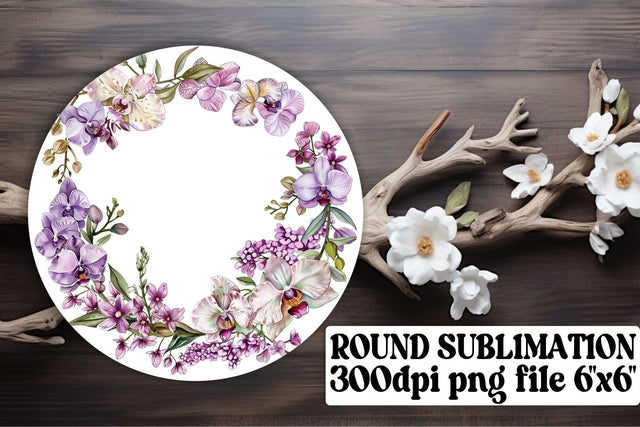 PNG Round Design with Spring Floral Sublimation afrosvg 