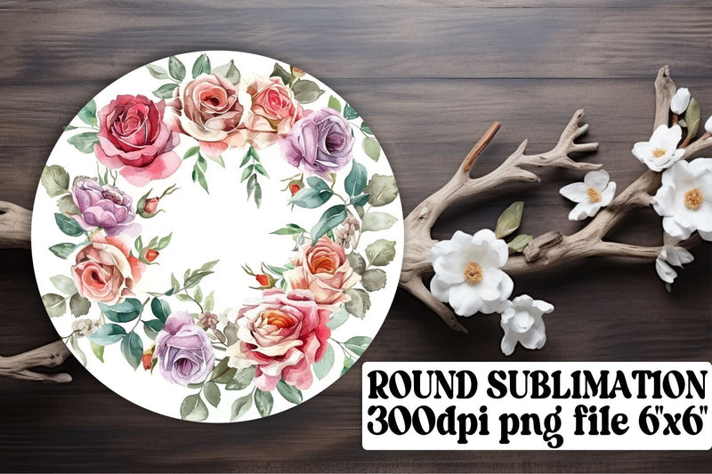 PNG Round Design with Spring Watercolor Sublimation afrosvg 