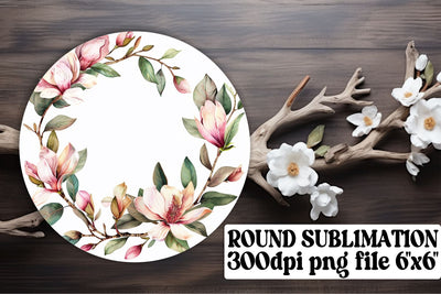 PNG Round Design with Watercolor Flower Sublimation afrosvg 