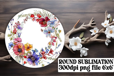PNG Spring Watercolor Wreath Round Sublimation afrosvg 