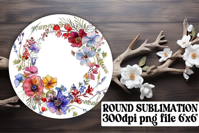 PNG Spring Watercolor Wreath Round Sublimation afrosvg 