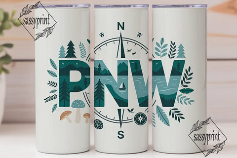 PNW Nature Adventure 20oz Tumbler Wrap Sublimation sassyprint 