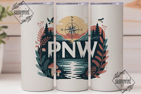 PNW Nature Adventure 20oz Tumbler Wrap Sublimation sassyprint 