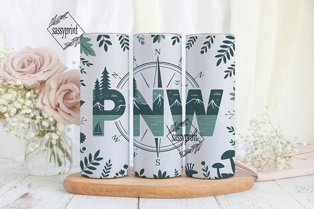 PNW Nature Adventure 20oz Tumbler Wrap Sublimation sassyprint 