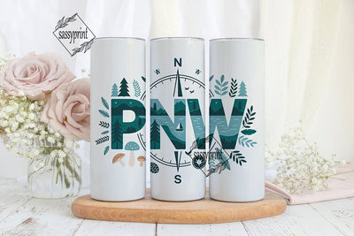 PNW Nature Adventure 20oz Tumbler Wrap Sublimation sassyprint 