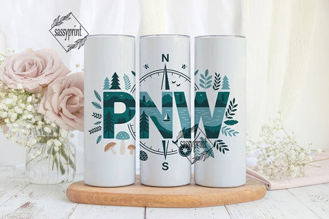 PNW Nature Adventure 20oz Tumbler Wrap Sublimation sassyprint 