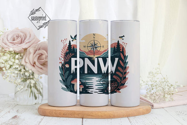 PNW Nature Adventure 20oz Tumbler Wrap Sublimation sassyprint 