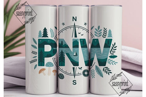 PNW Nature Adventure 20oz Tumbler Wrap Sublimation sassyprint 