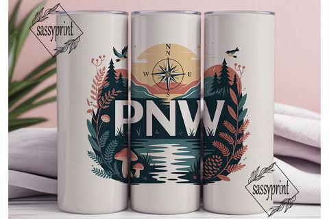 PNW Nature Adventure 20oz Tumbler Wrap Sublimation sassyprint 
