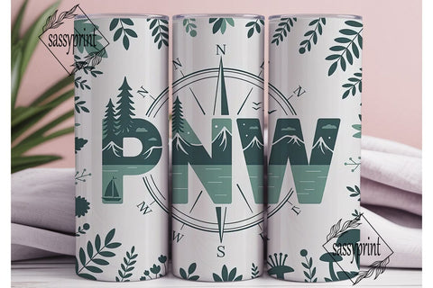 PNW Nature Adventure 20oz Tumbler Wrap Sublimation sassyprint 