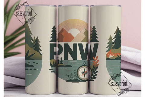 PNW Nature Scene 20oz Tumbler Wrap Sublimation sassyprint 