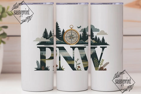 PNW Nature Scene 20oz Tumbler Wrap Sublimation sassyprint 