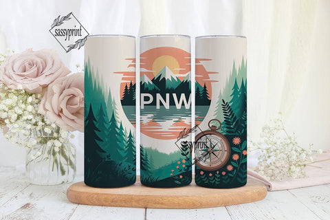 PNW Nature Scene 20oz Tumbler Wrap Sublimation sassyprint 