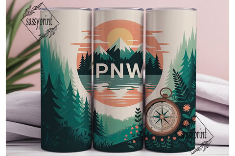 PNW Nature Scene 20oz Tumbler Wrap Sublimation sassyprint 