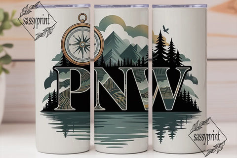 PNW Nature Scene 20oz Tumbler Wrap Sublimation sassyprint 