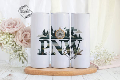 PNW Nature Scene 20oz Tumbler Wrap Sublimation sassyprint 