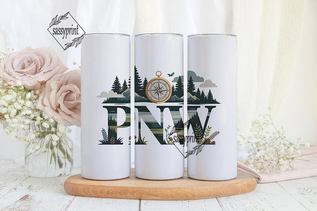 PNW Nature Scene 20oz Tumbler Wrap Sublimation sassyprint 