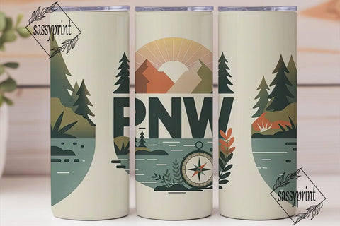PNW Nature Scene 20oz Tumbler Wrap Sublimation sassyprint 