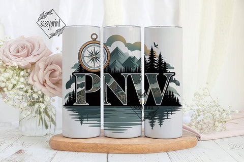 PNW Nature Scene 20oz Tumbler Wrap Sublimation sassyprint 