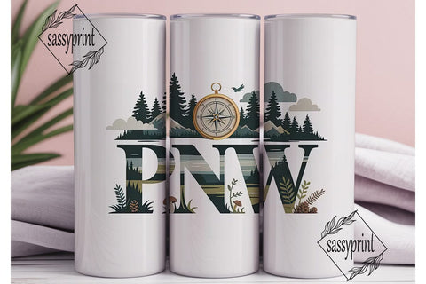 PNW Nature Scene 20oz Tumbler Wrap Sublimation sassyprint 