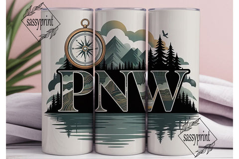 PNW Nature Scene 20oz Tumbler Wrap Sublimation sassyprint 