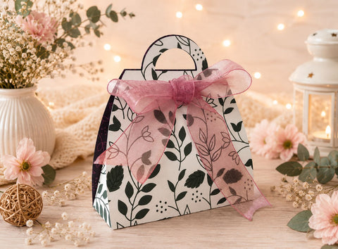 Pochette Gift Bag Template SVG - No Glue Paper Treat Box Cut File - Paper Purse for Cricut Silhouette SVG DreamingSVG 